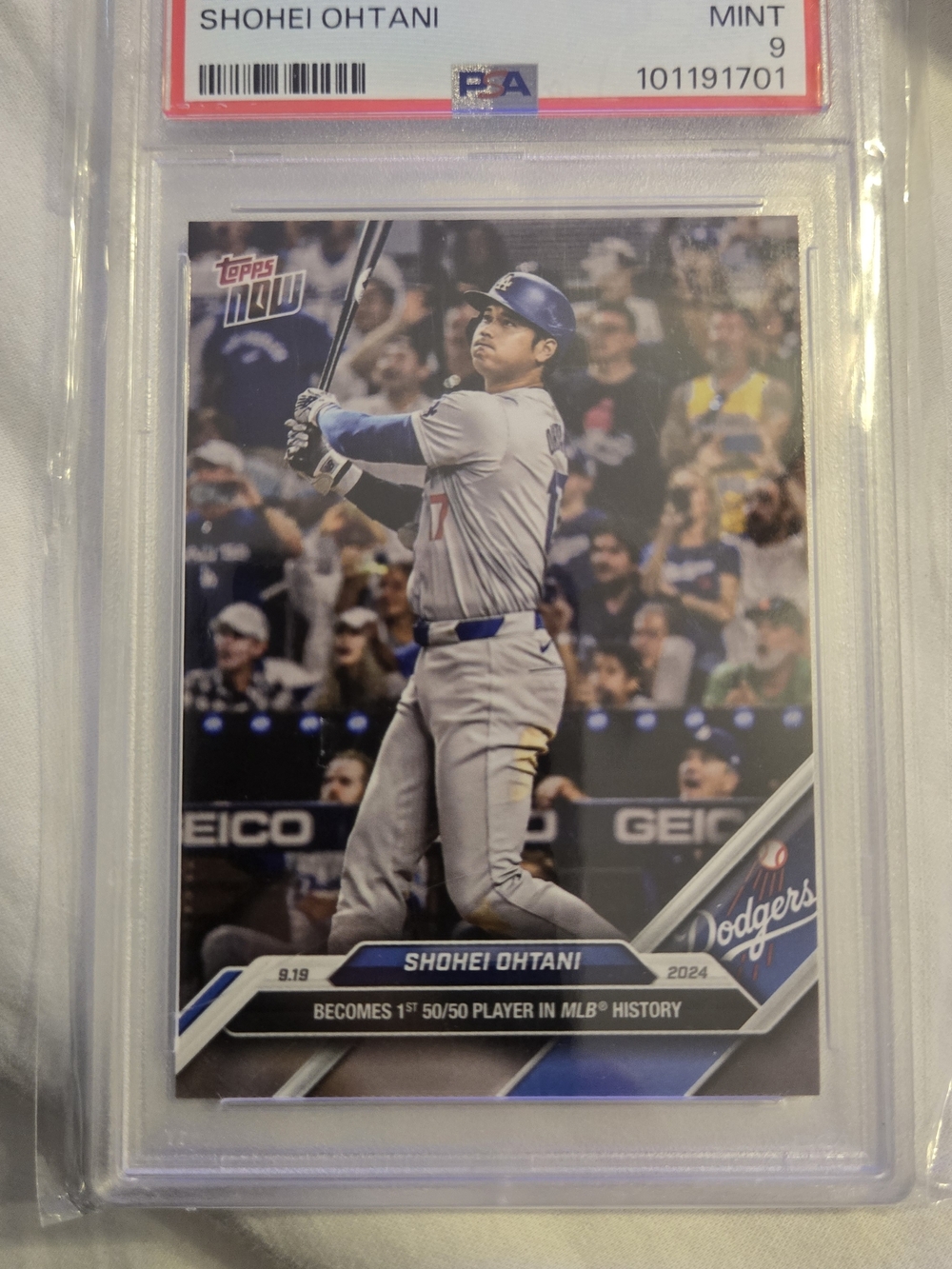 Topps Blue and White Dodgers Baseball Card Back - PSA Encapsulated